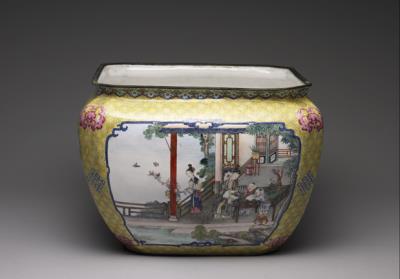 图片[2]-Square painted-enamel basin with ladies and children, Qing dynasty (18th century)-China Archive